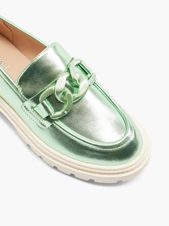 Groene metallic chunky loafer