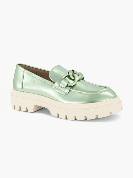 Groene metallic chunky loafer