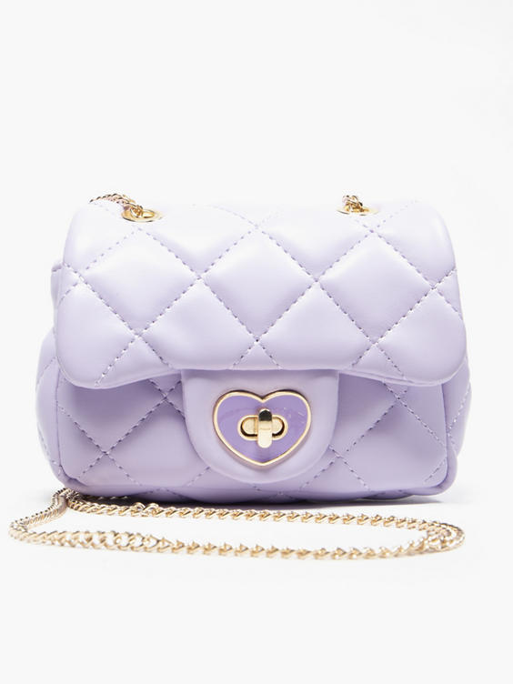 Lilac Mini Cross Body Bag with Heart Clasp