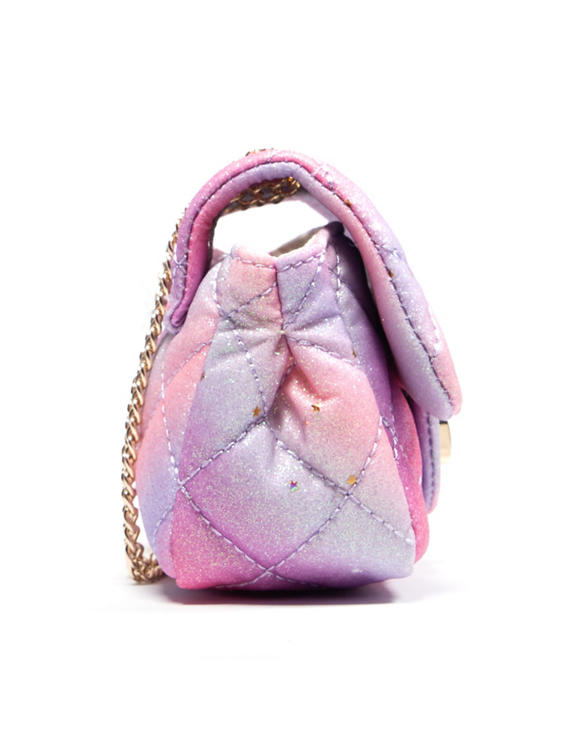 Pink Multi Coloured Mini Cross Body Bag with Heart Clasp