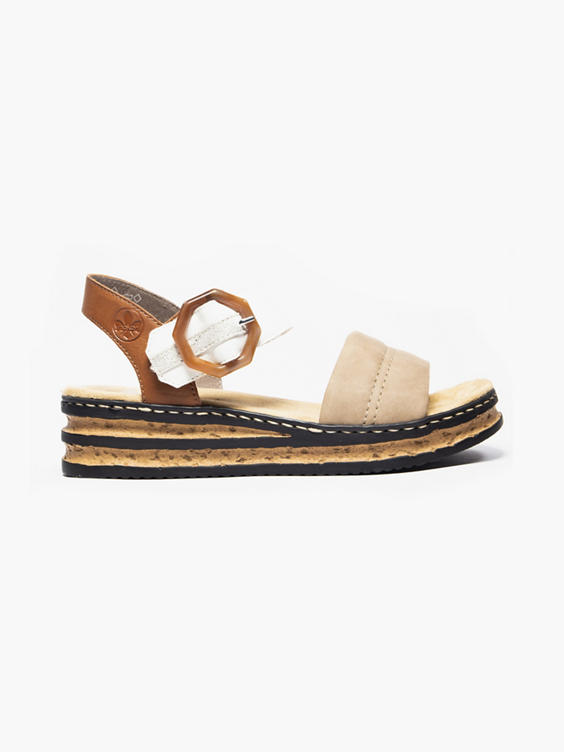 Reiker White and Brown Sandal With Buckle 