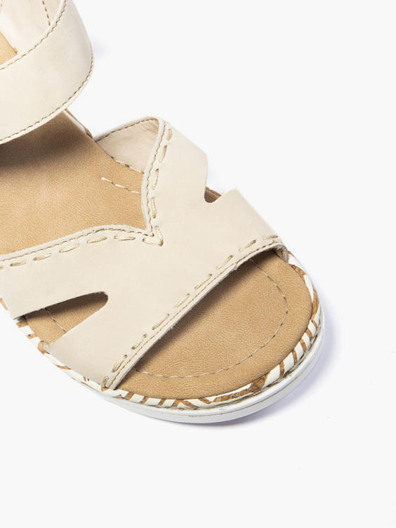 Rieker Beige Strapped Comfort Wedge Sandal