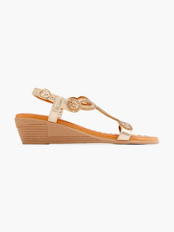 Gouden comfort sandalette