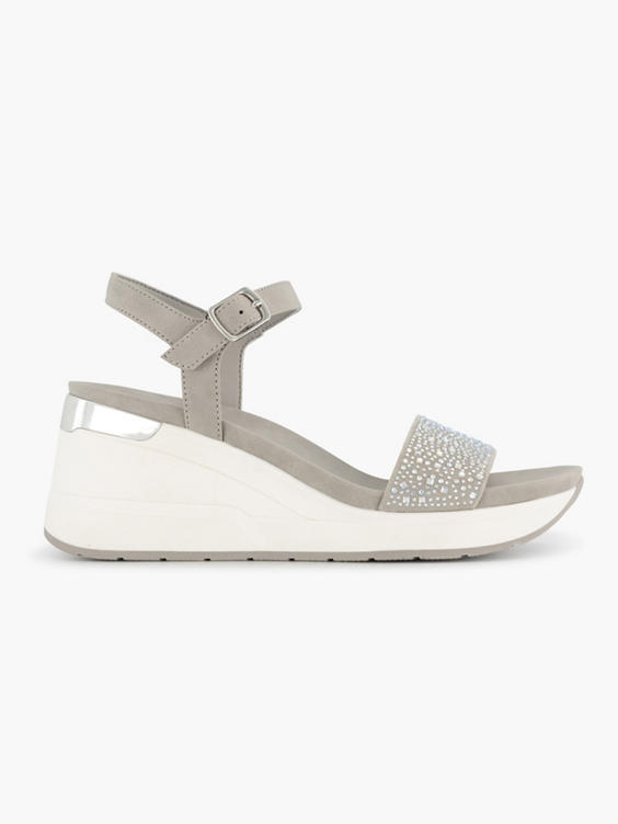 Grijze sandalette sleehak