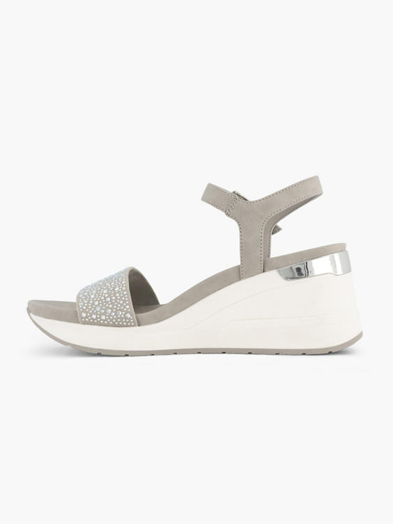 Grijze sandalette sleehak