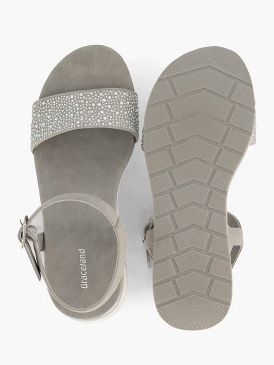 Grijze sandalette sleehak