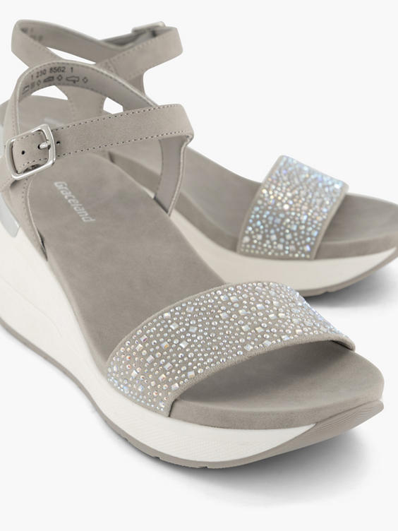 Grijze sandalette sleehak