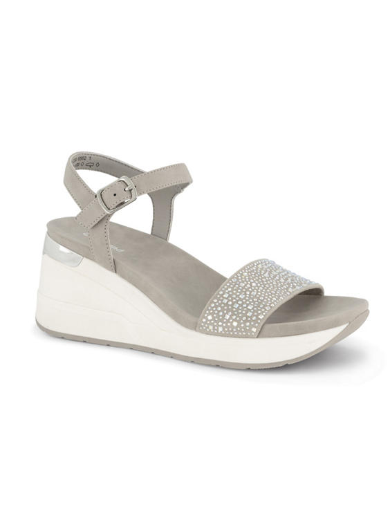 Grijze sandalette sleehak