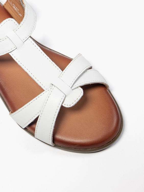 White Leather Strapped Sandal 