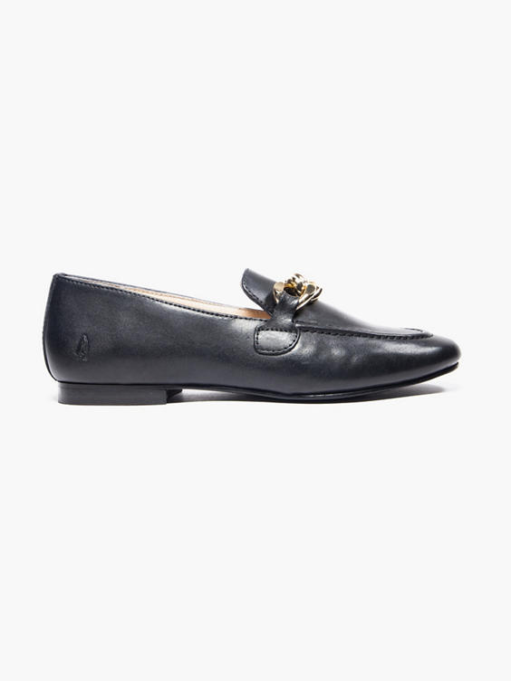 Black Leather Chain Detail Loafer