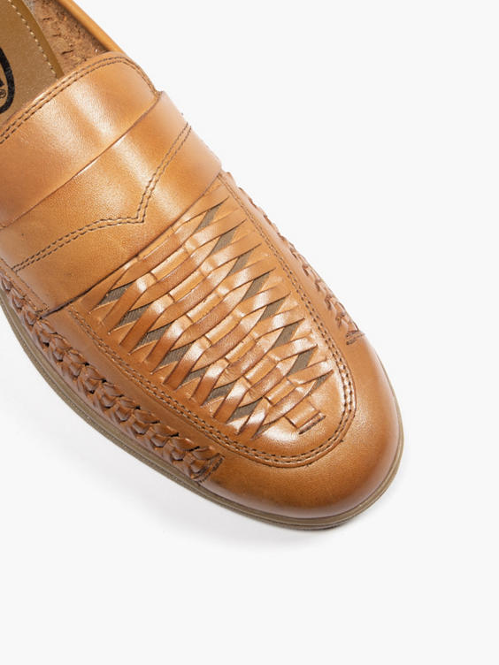 Formal Leather Tan Woven Slip-on Loafer