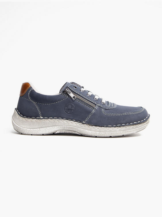 Navy Casual Lace-up Trainer with Zip