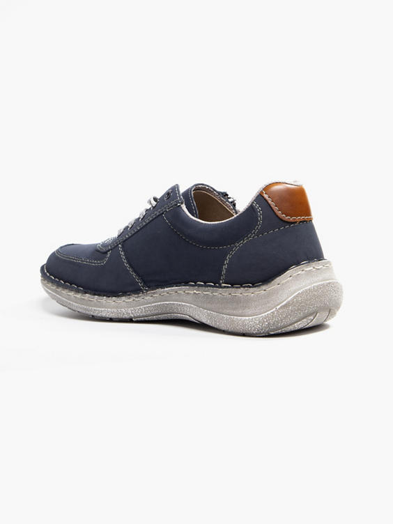 Navy Casual Lace-up Trainer with Zip