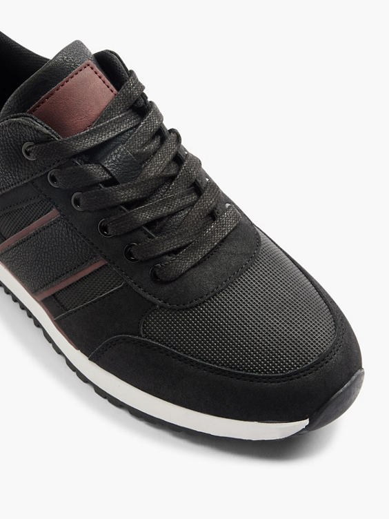 Venice Black/Burgundy Casual Lace-up Trainer