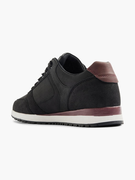 Venice Black/Burgundy Casual Lace-up Trainer