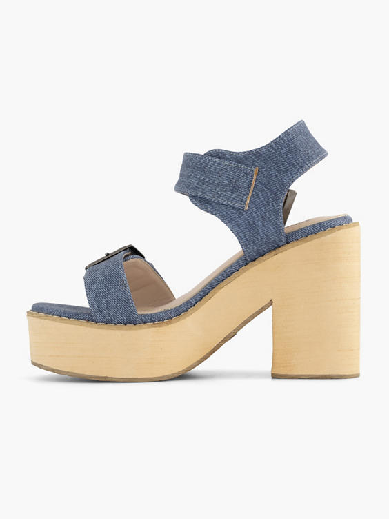 Jeansblauwe platform sandalette