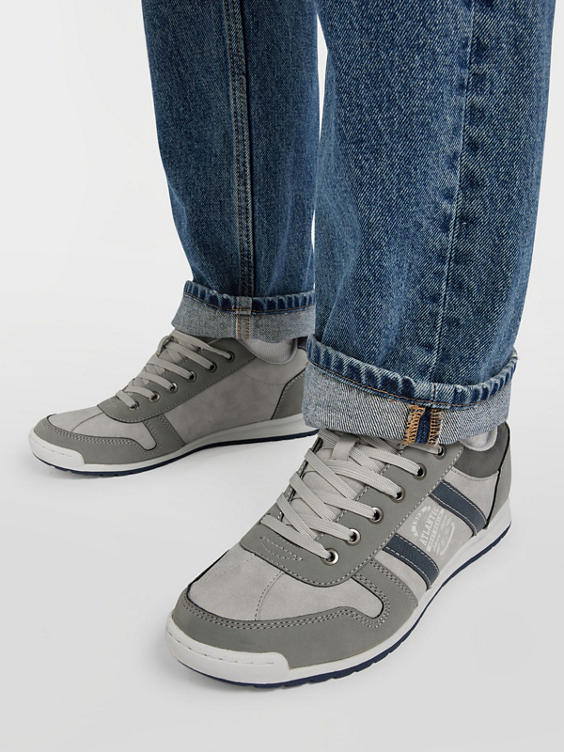 Mens Grey Casual Lace Up Trainers