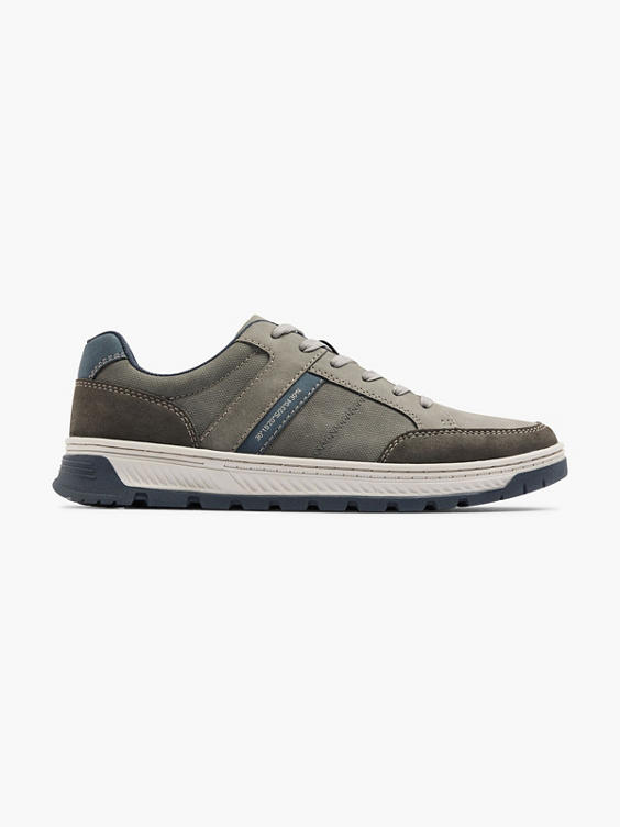 Grey/Navy Casual Lace-Up Trainers