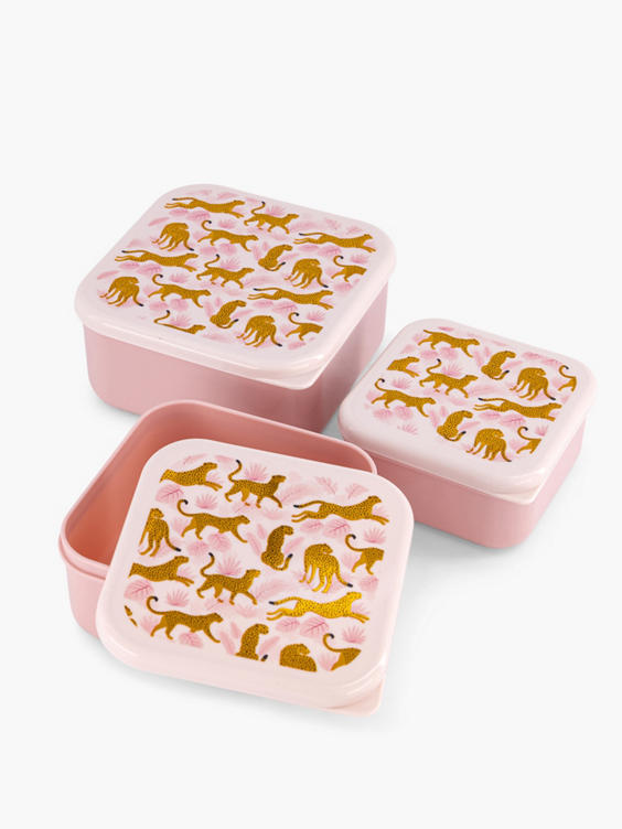 Roze snackbox Luipaard 3 in 1