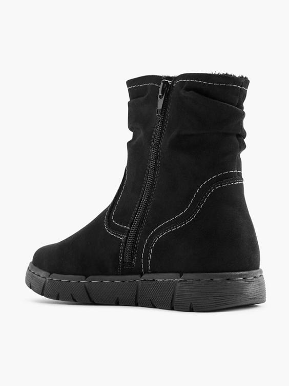Black Ruched Ankle Boot 