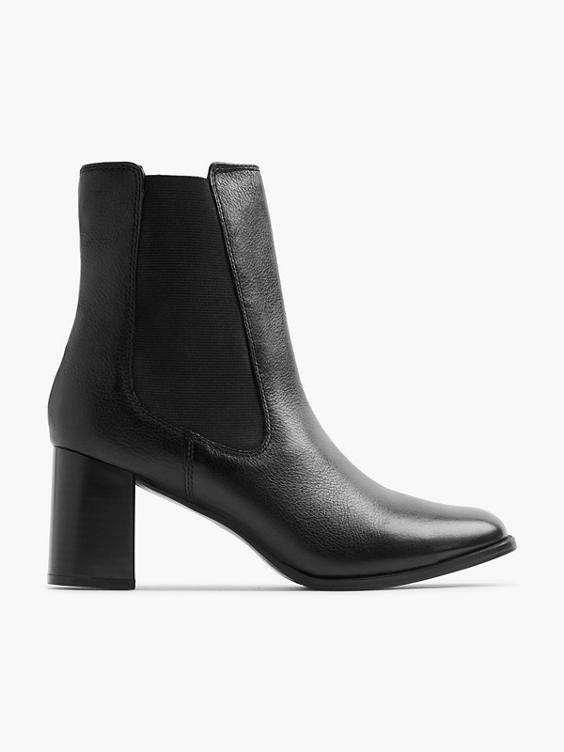 Black Leather Heeled Chelsea Boot 