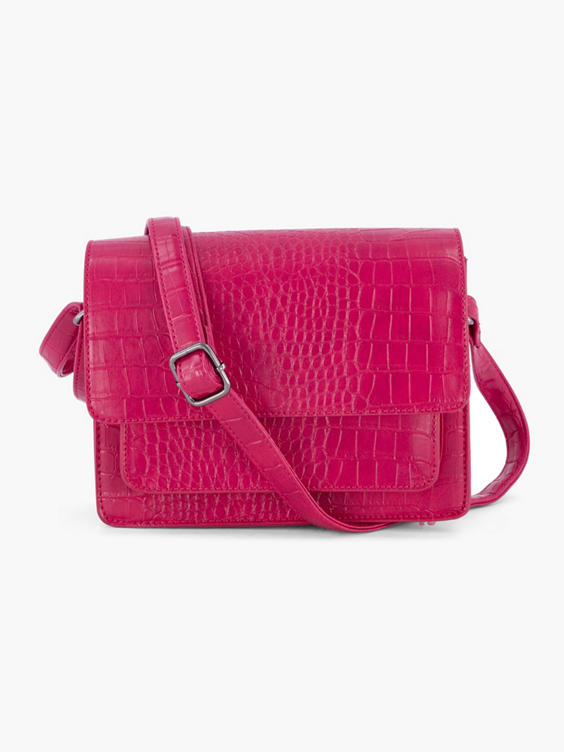 Roze schoudertas croco