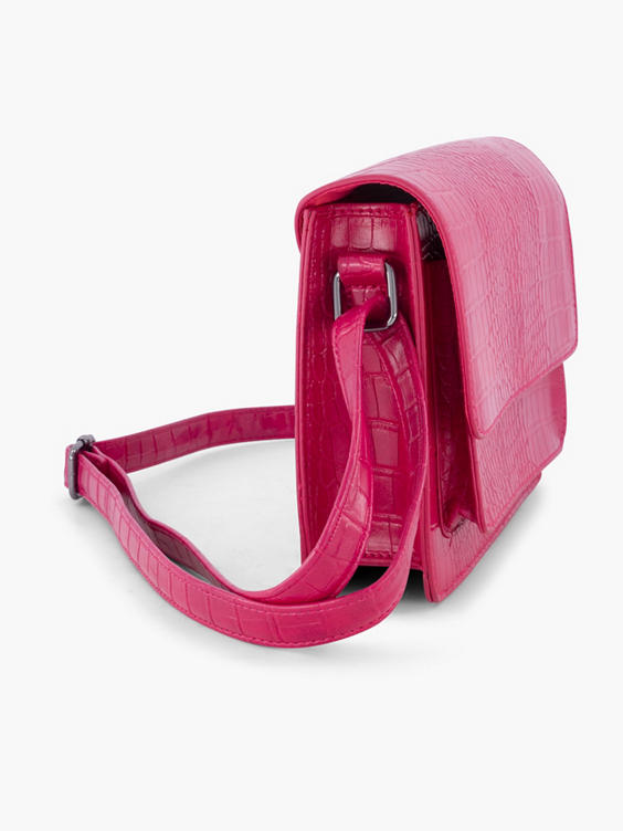 Roze schoudertas croco