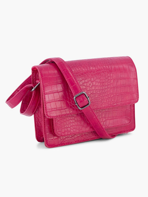 Roze schoudertas croco
