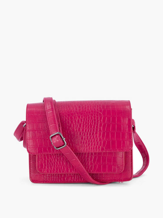 Roze schoudertas croco