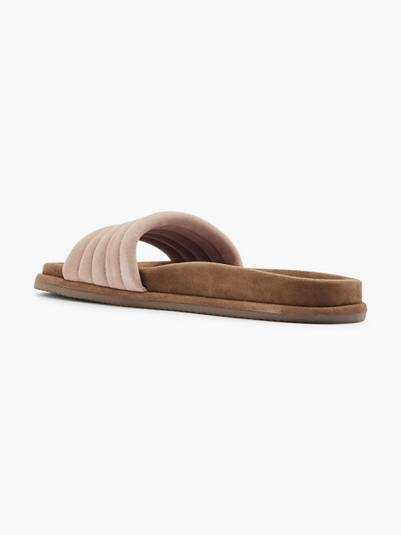 Pink Leather Padded Mule Sandal