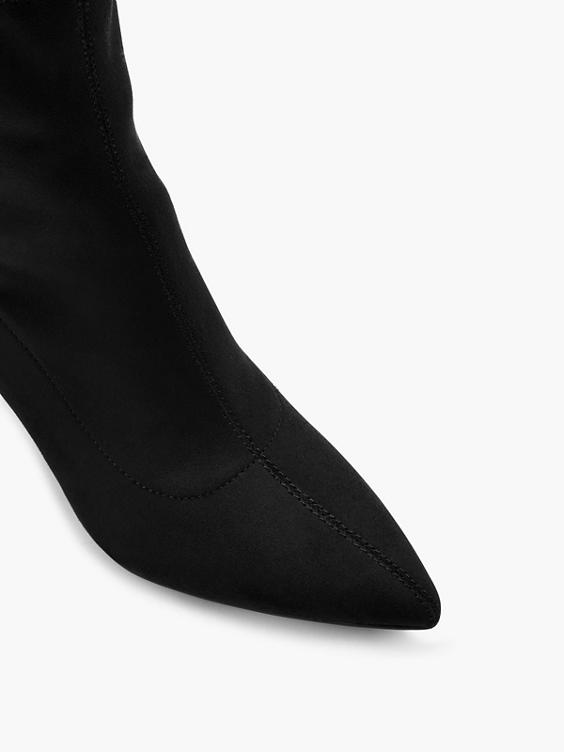 Black Imitation Suede Sock Boot