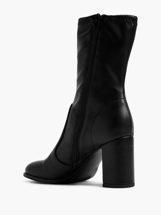 Black Panelled Heeled Boot 