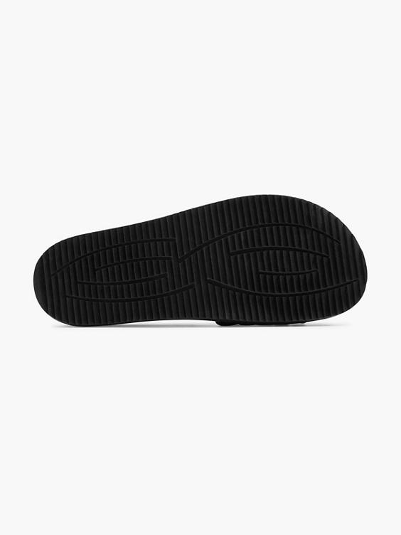 Black Leather Padded Mule Sandal