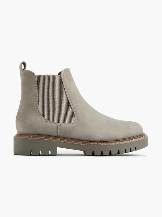 Grey Stretch Panel Chelsea Boot with Contrasting Sole Detail