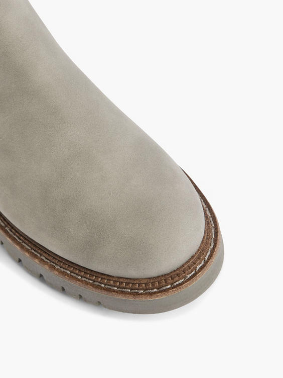 Grey Stretch Panel Chelsea Boot with Contrasting Sole Detail