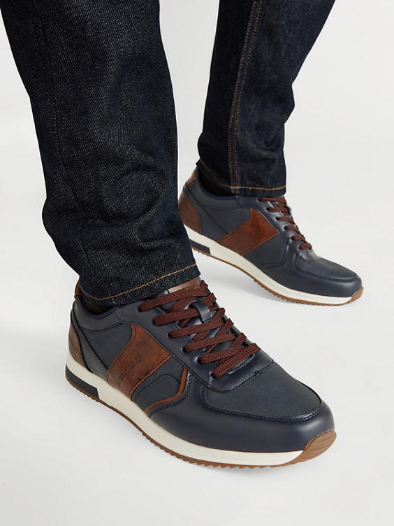 Navy/Brown Casual Lace Up Trainer