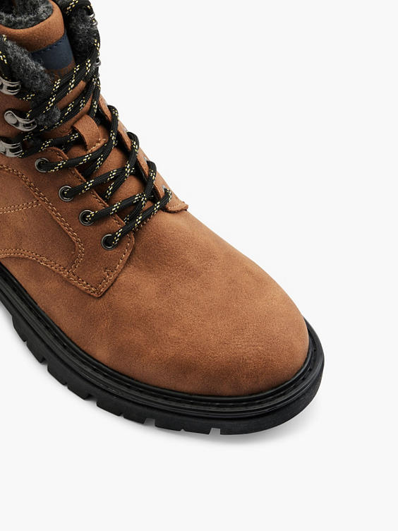 Brown Casual Lace Up Boots