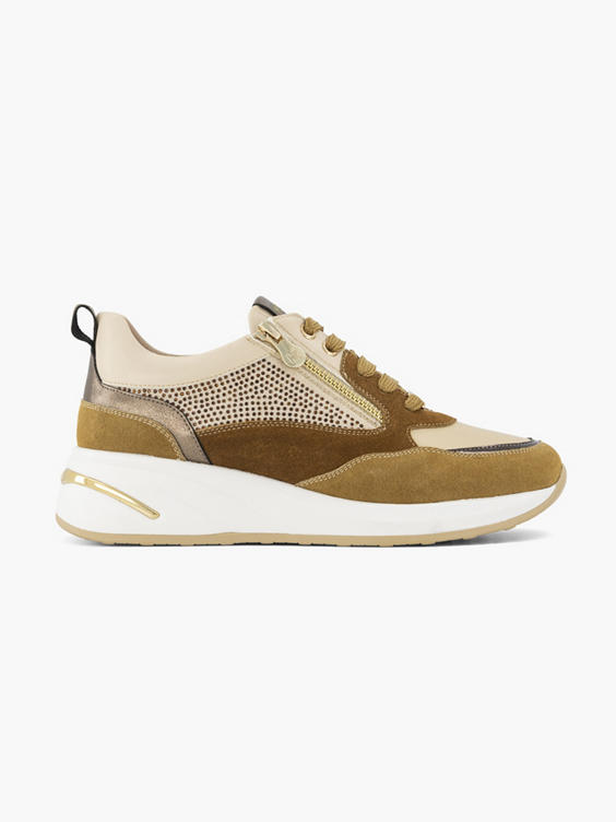Beige chunky sneaker glitters