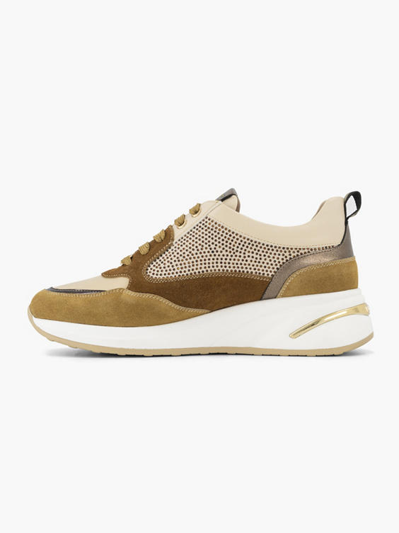 Beige chunky sneaker glitters