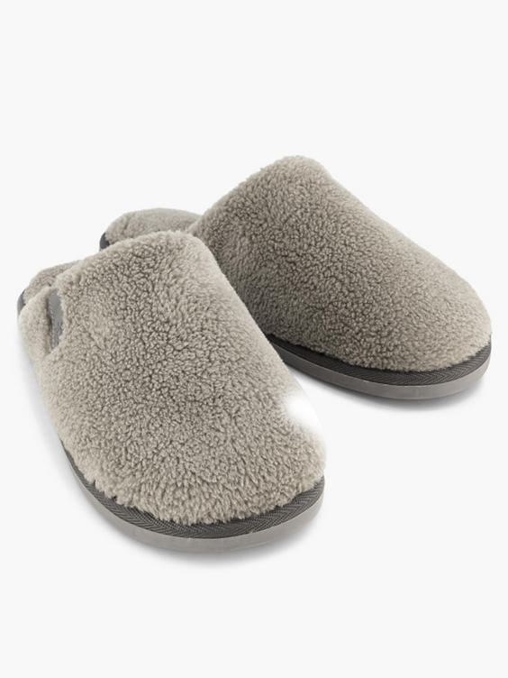 Taupe instap pantoffel teddy