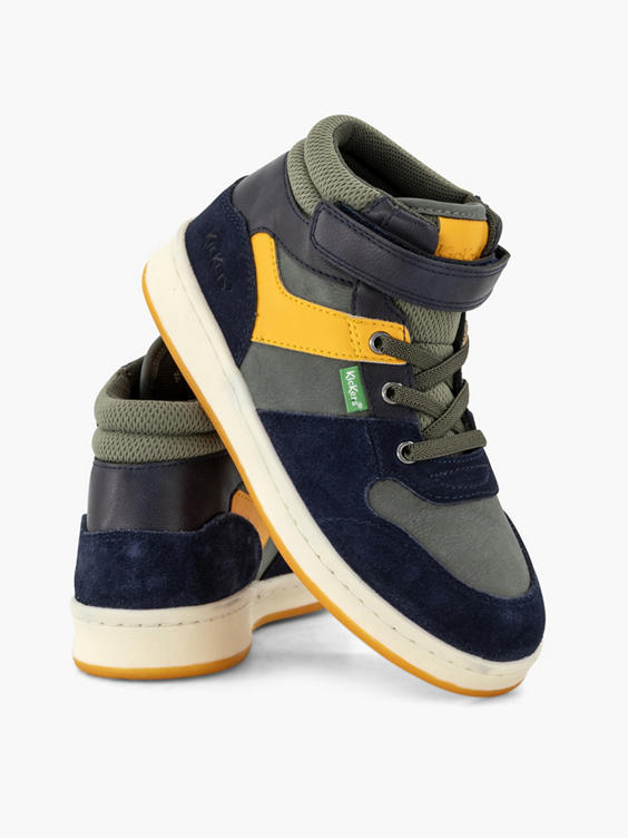 Donkergroene hoge sneaker velcro
