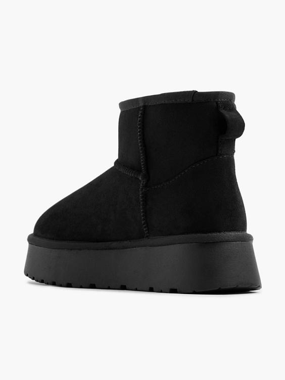 Black Platform Warm Lined Ankle Boot 