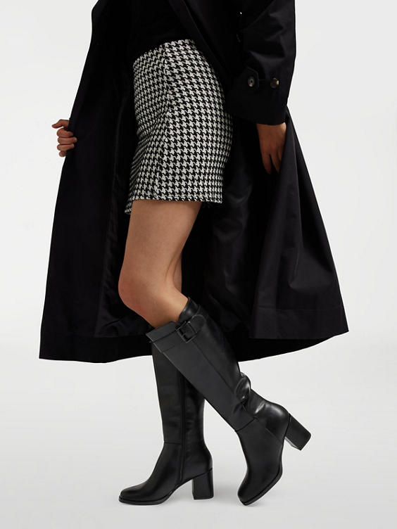 Black Classic Long Leg Boot with Buckle Detail 