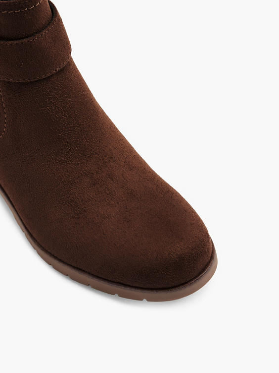 Brown Heeled Chelsea Boot with Buckle Detail