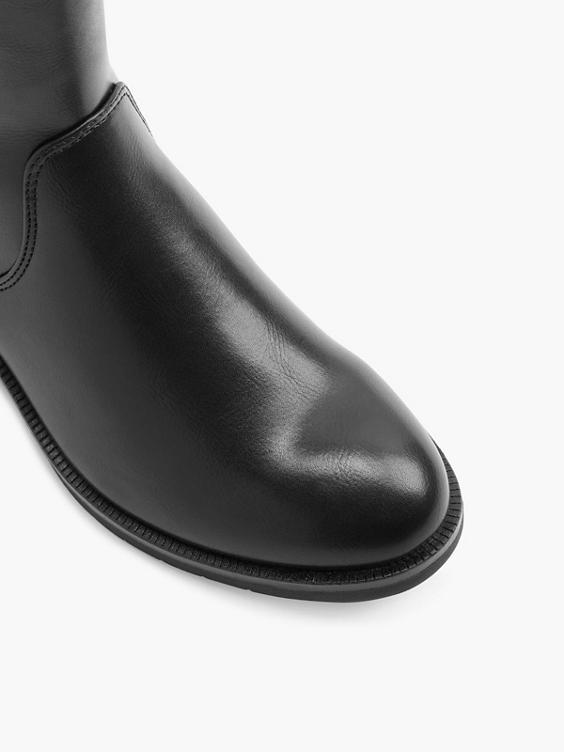 Black Long Leg Boot with Zipper Detail 