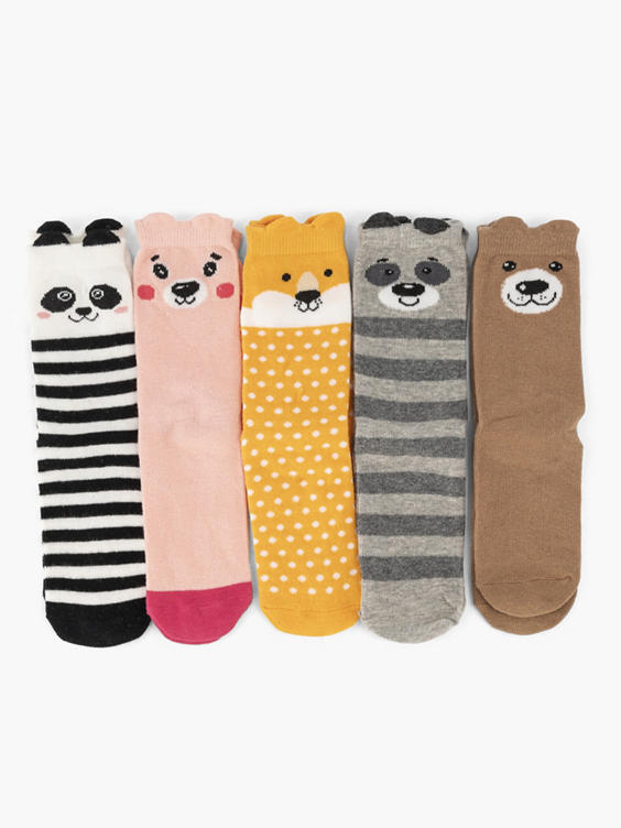 Gekleurde dieren sokken 5 pak