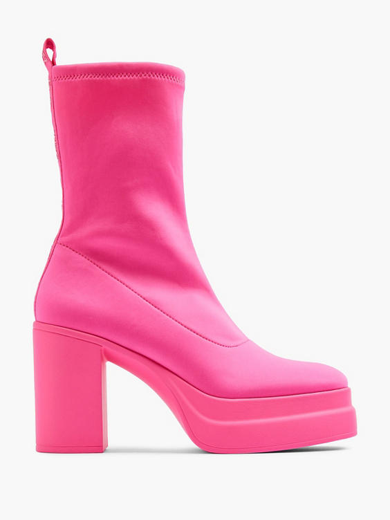 Barbie Collection Pink Stretch Platform Heeled Boot 