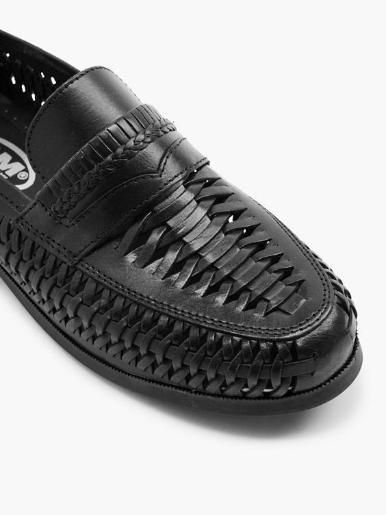Black Leather Interweave Loafer