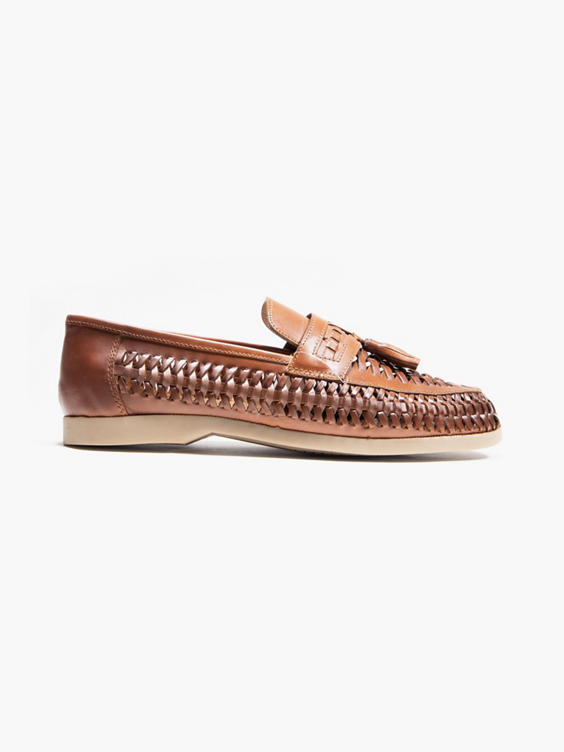 (AM SHOE) Brown Leather Interweave Loafer in Brown | DEICHMANN