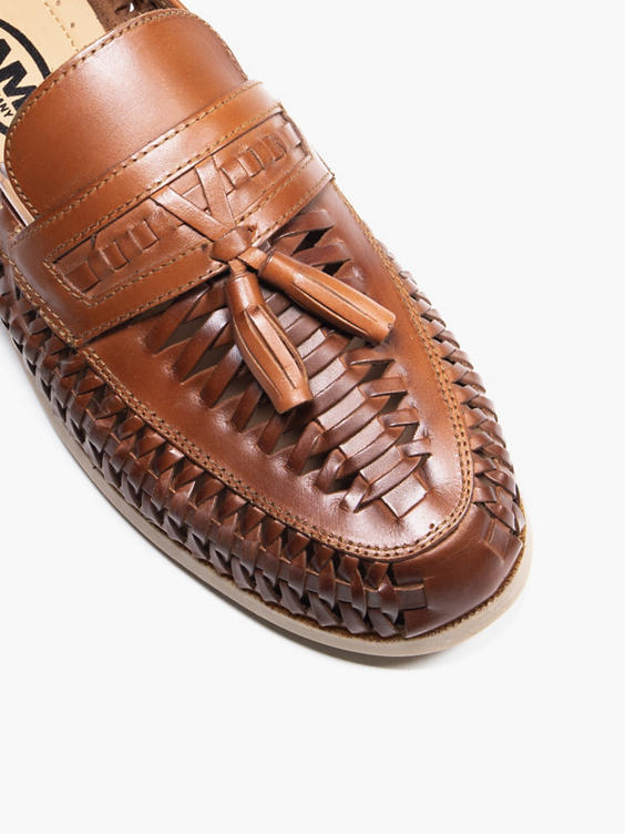 Brown Leather Interweave Loafer